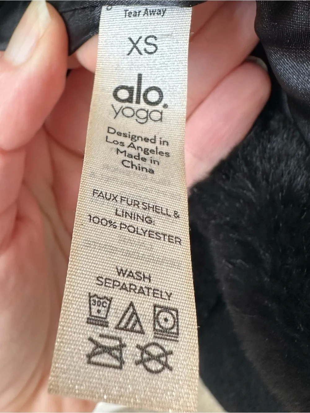 Alo Yoga Oversized Black Faux Fur Trench Coat SZ XS